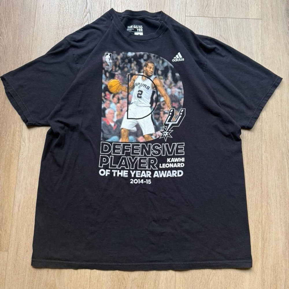 Rare VTG Adidas 2015 DPOY Spurs Kawhi Leonard graphic tee